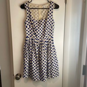 Delia’s Fit and Flare Blue and White Polka Dot Sundress